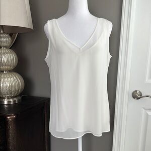 White House Black Market White double layer V-neck camisole